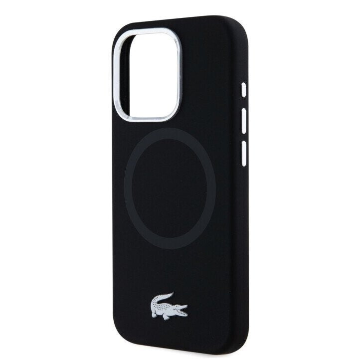 Lacoste Silicone Microfiber Silver Croc Logo MagSafe Case
