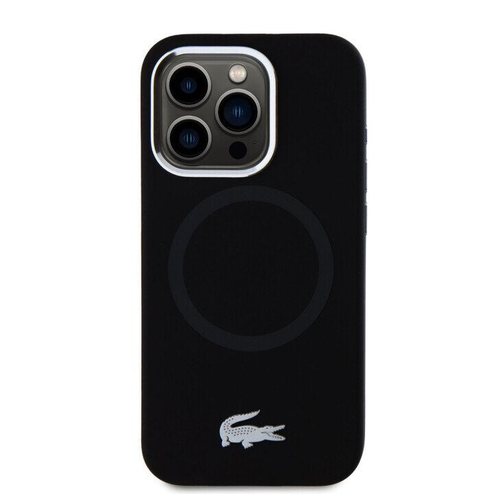 Lacoste Silicone Microfiber Silver Croc Logo MagSafe Case