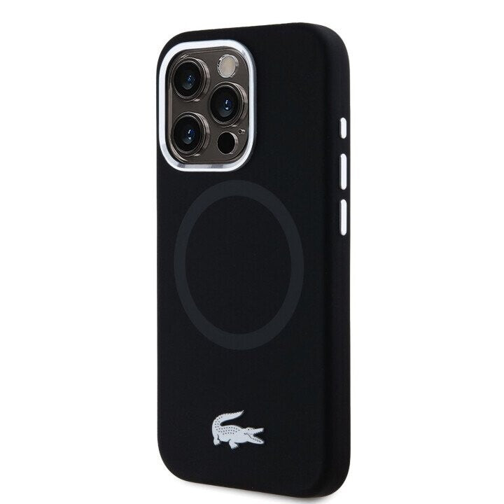 Lacoste Silicone Microfiber Silver Croc Logo MagSafe Case