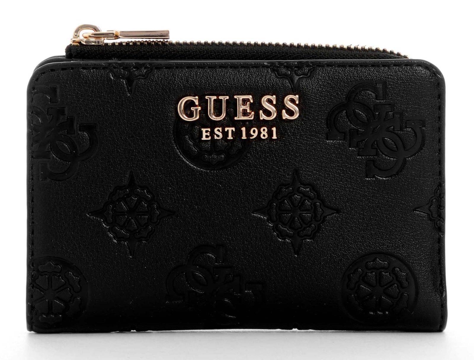 Guess Laurel II Zip Around Card Geldbeutel Schwarz Logo