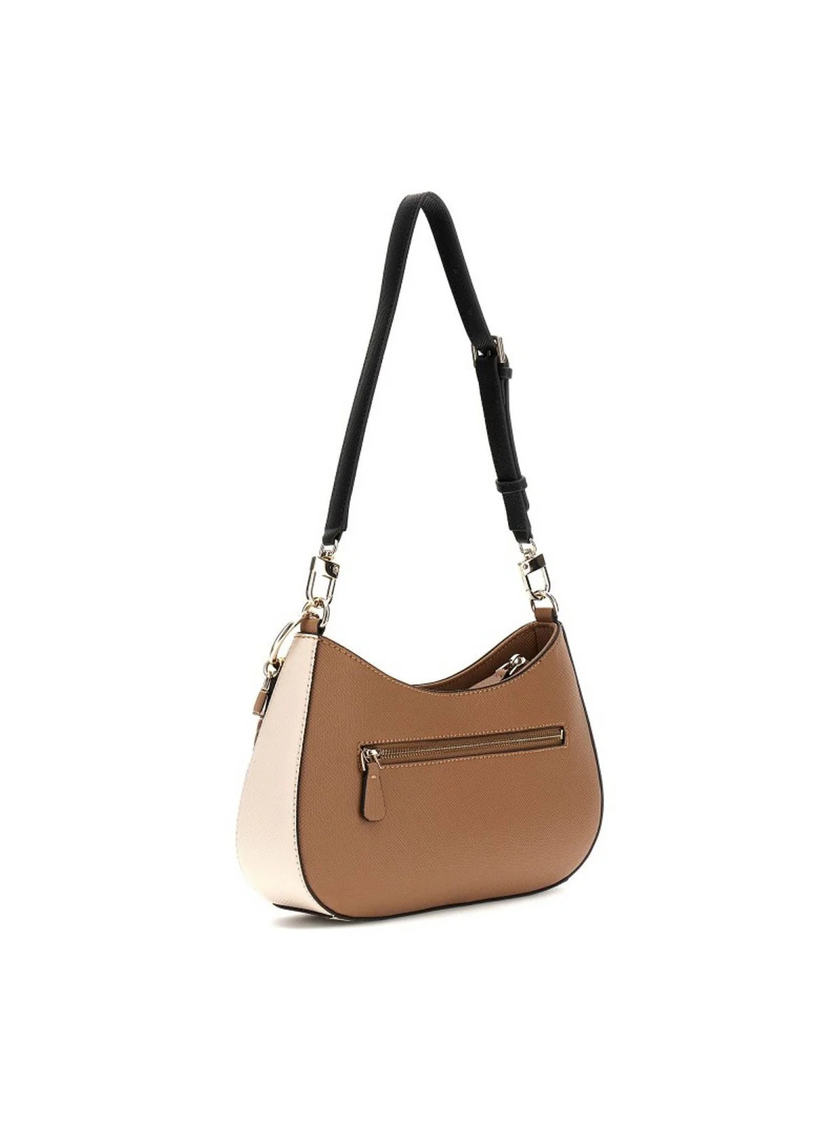 Guess Noelle II Saffiano Schultertasche Braun/Weiß