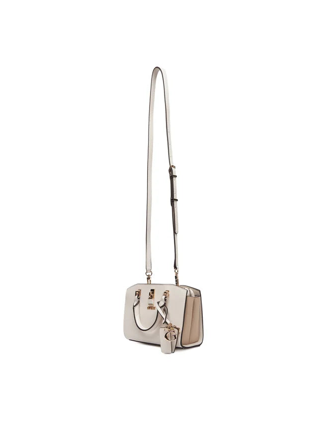 Guess Queensland Mini Umhängetasche Off White/Taupe