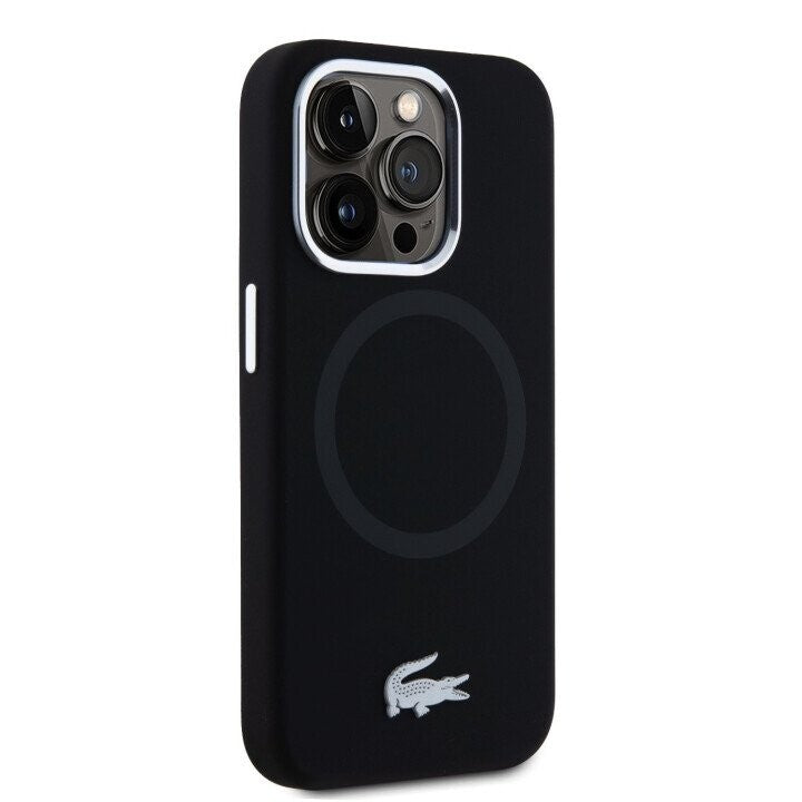 Lacoste Silicone Microfiber Silver Croc Logo MagSafe Case