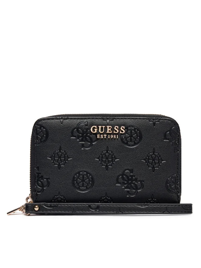 Guess Laurel II Medium Double Zip Geldbeutel Schwarz Logo
