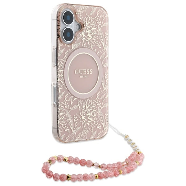 Guess Flowers Allover MagSafe Case inkl. Kette