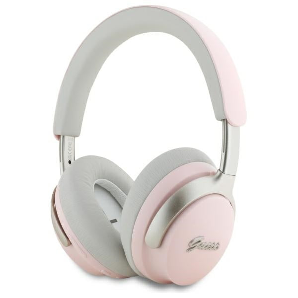 Guess White Metal Script Logo Headphones - Over Ear Bluetooth Kopfhörer (Noise Cancelling)