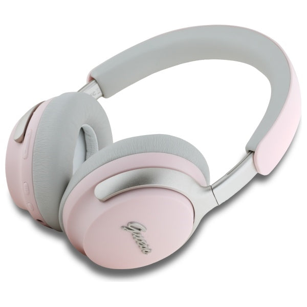 Guess White Metal Script Logo Headphones - Over Ear Bluetooth Kopfhörer (Noise Cancelling)