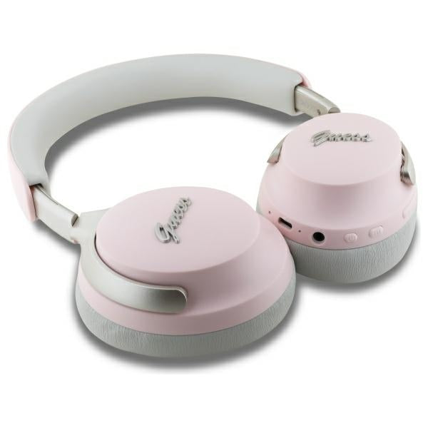 Guess White Metal Script Logo Headphones - Over Ear Bluetooth Kopfhörer (Noise Cancelling)