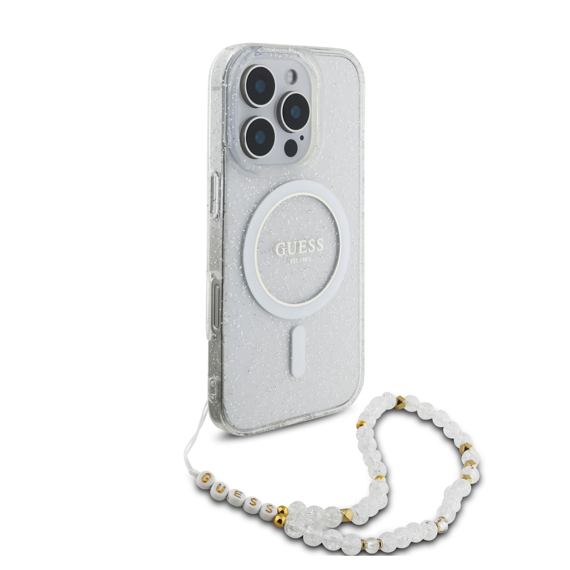 Guess Glitter Beads Strap MagSafe Case