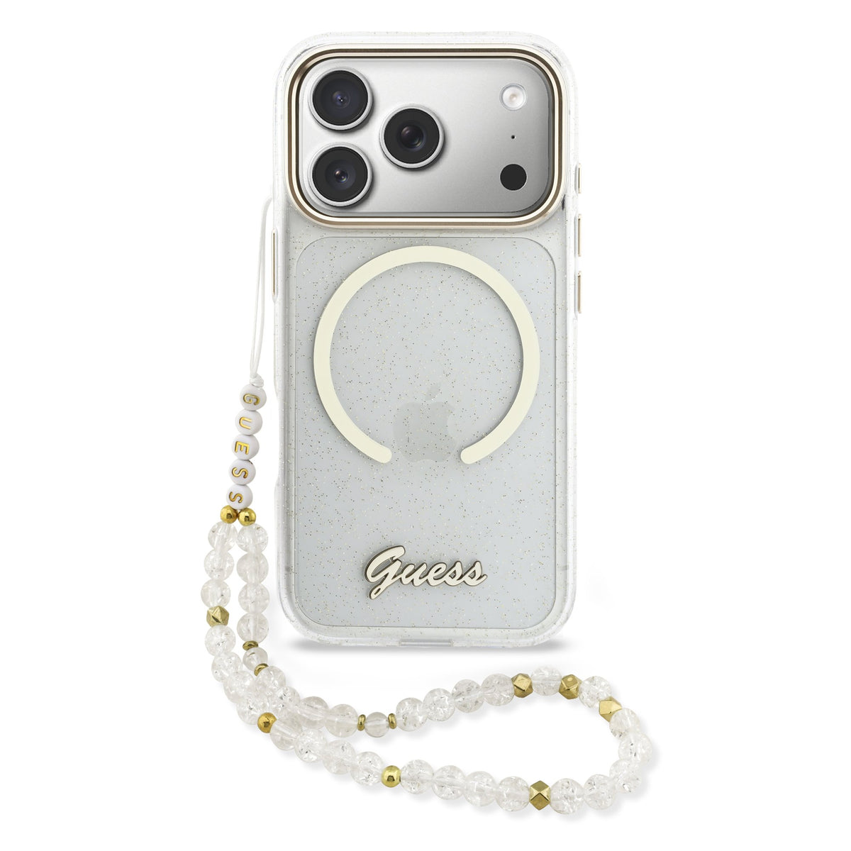 Guess Glitter Strap MagSafe iPhone Hülle inkl. Kette