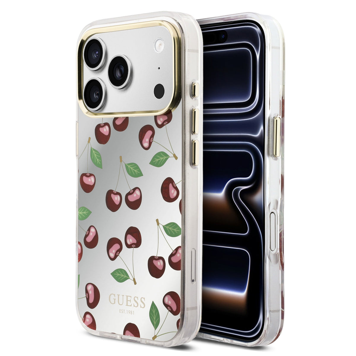 Guess Mirror Glitter Cherry MagSafe iPhone Hülle