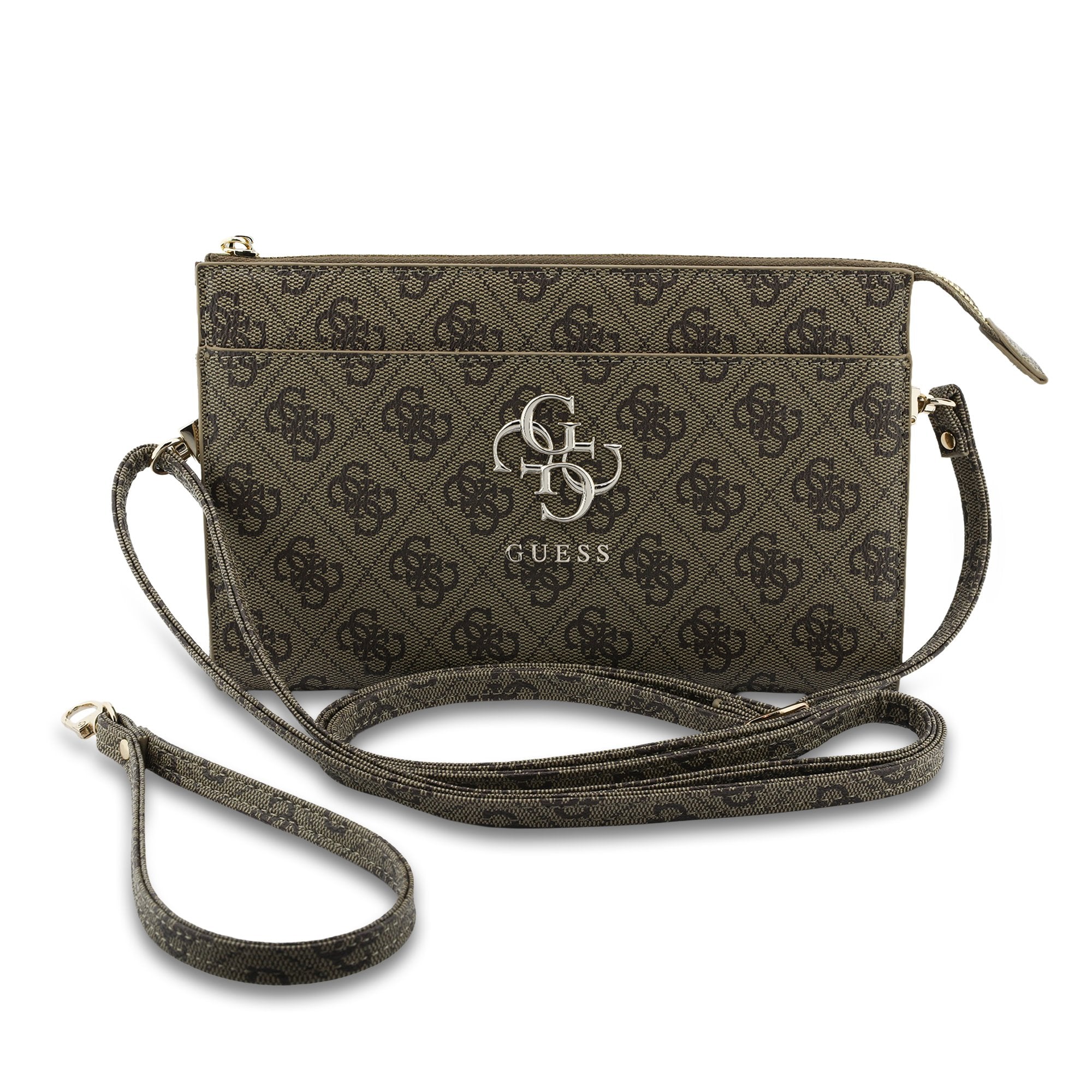 Guess Clutch 4G Big Metal Umhängetasche Braun