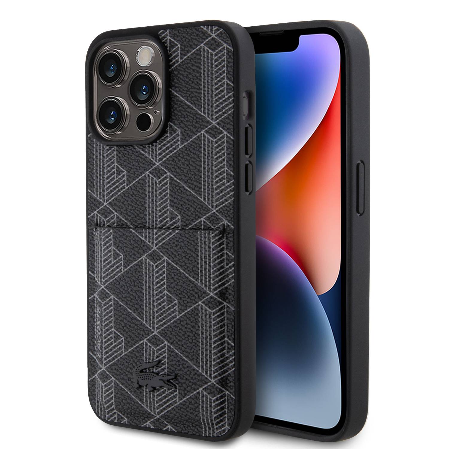 Lacoste Monogram Noir Gris Case Schwarz