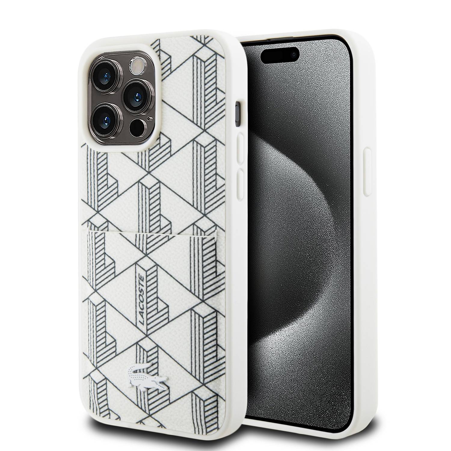 Lacoste Monogram Noir Gris Case Weiß