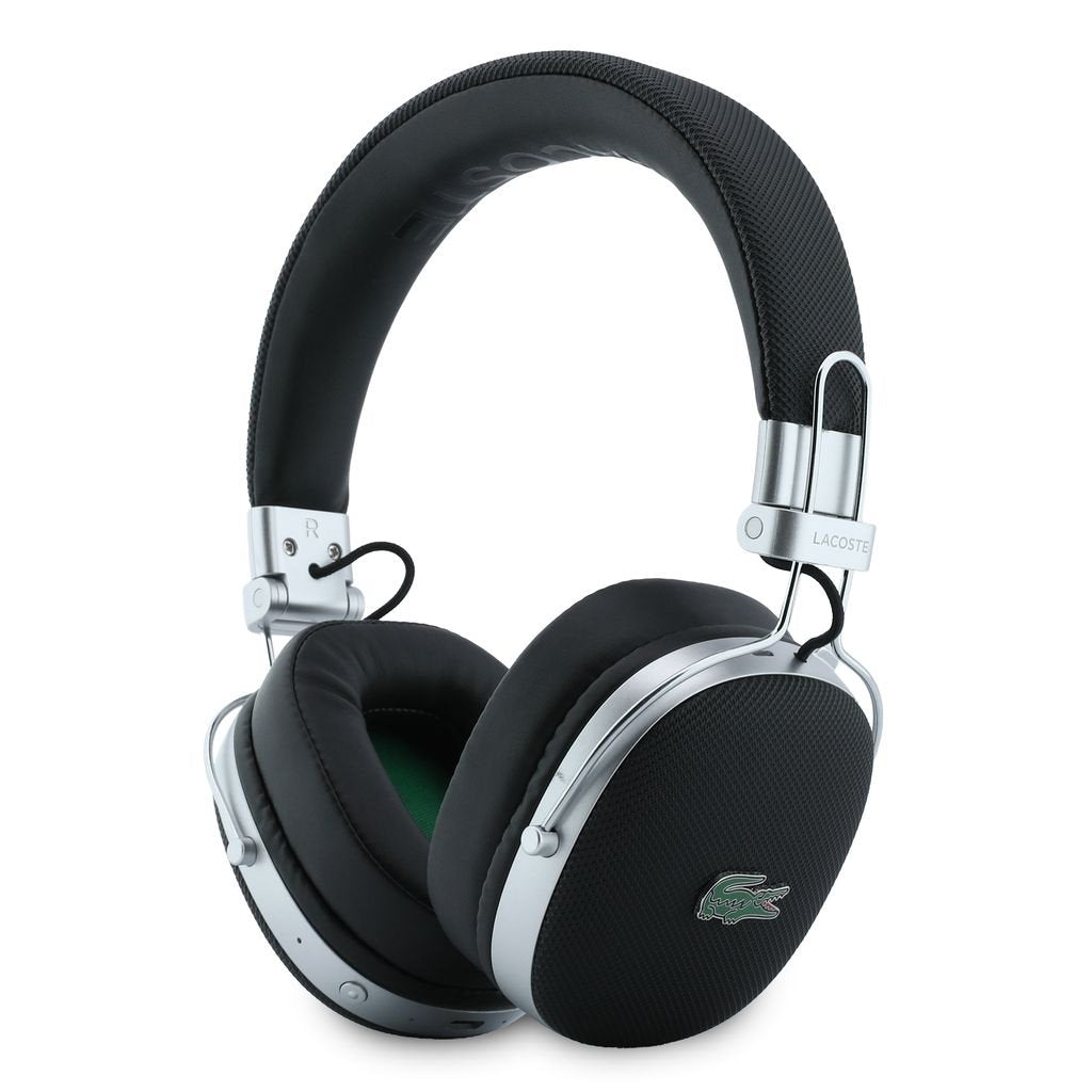 Lacoste Petit Pique Metal Logo Headphones - Over Ear Bluetooth Kopfhörer Silber Schwarz