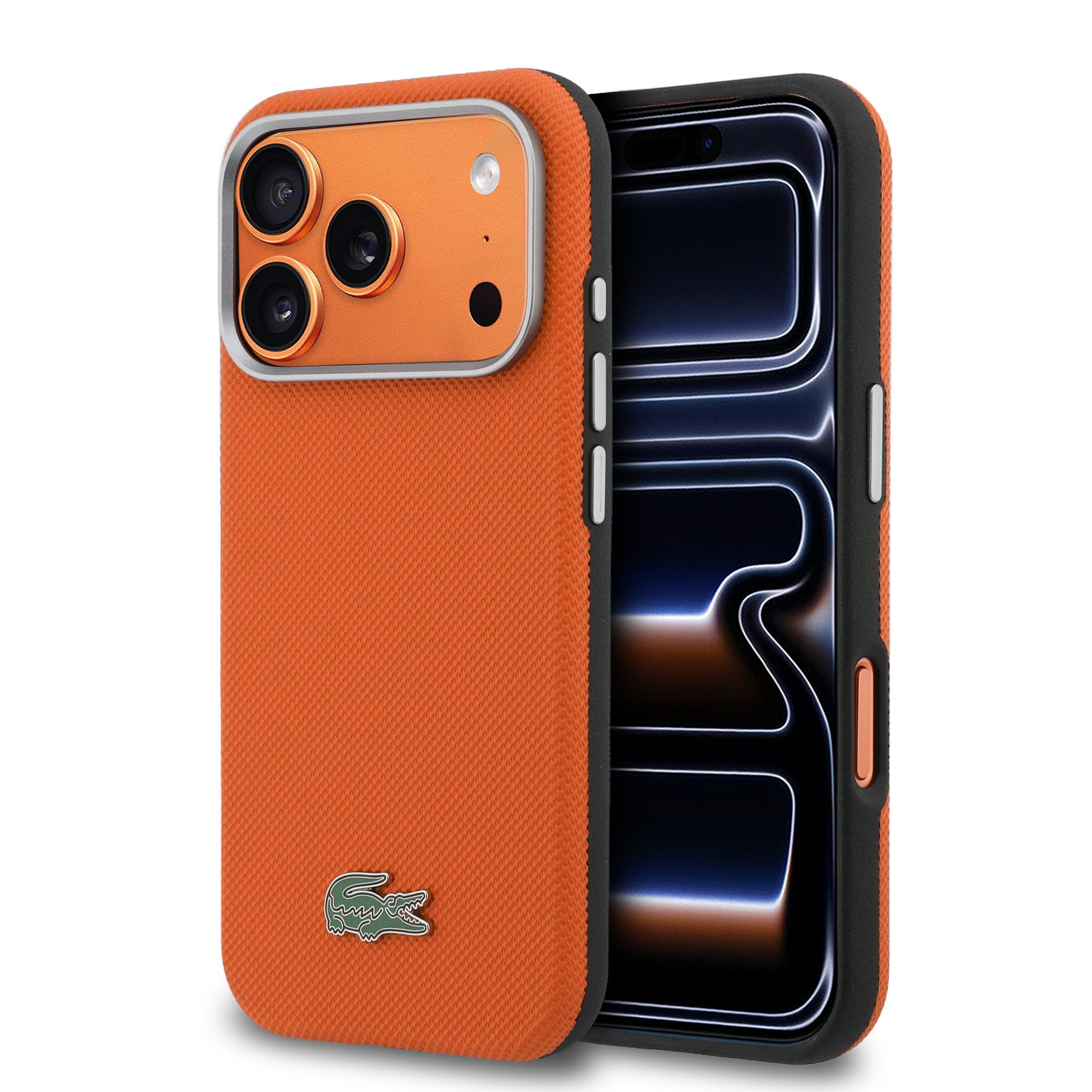 Lacoste Petit Pique Semi Wrap Metal Logo MagSafe iPhone Hülle