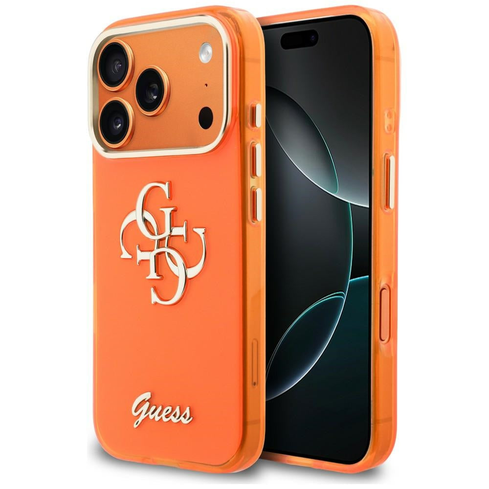 Guess 4G Script Metal Logo iPhone Hülle Orange
