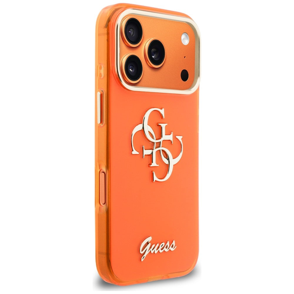 Guess 4G Script Metal Logo iPhone Hülle Orange