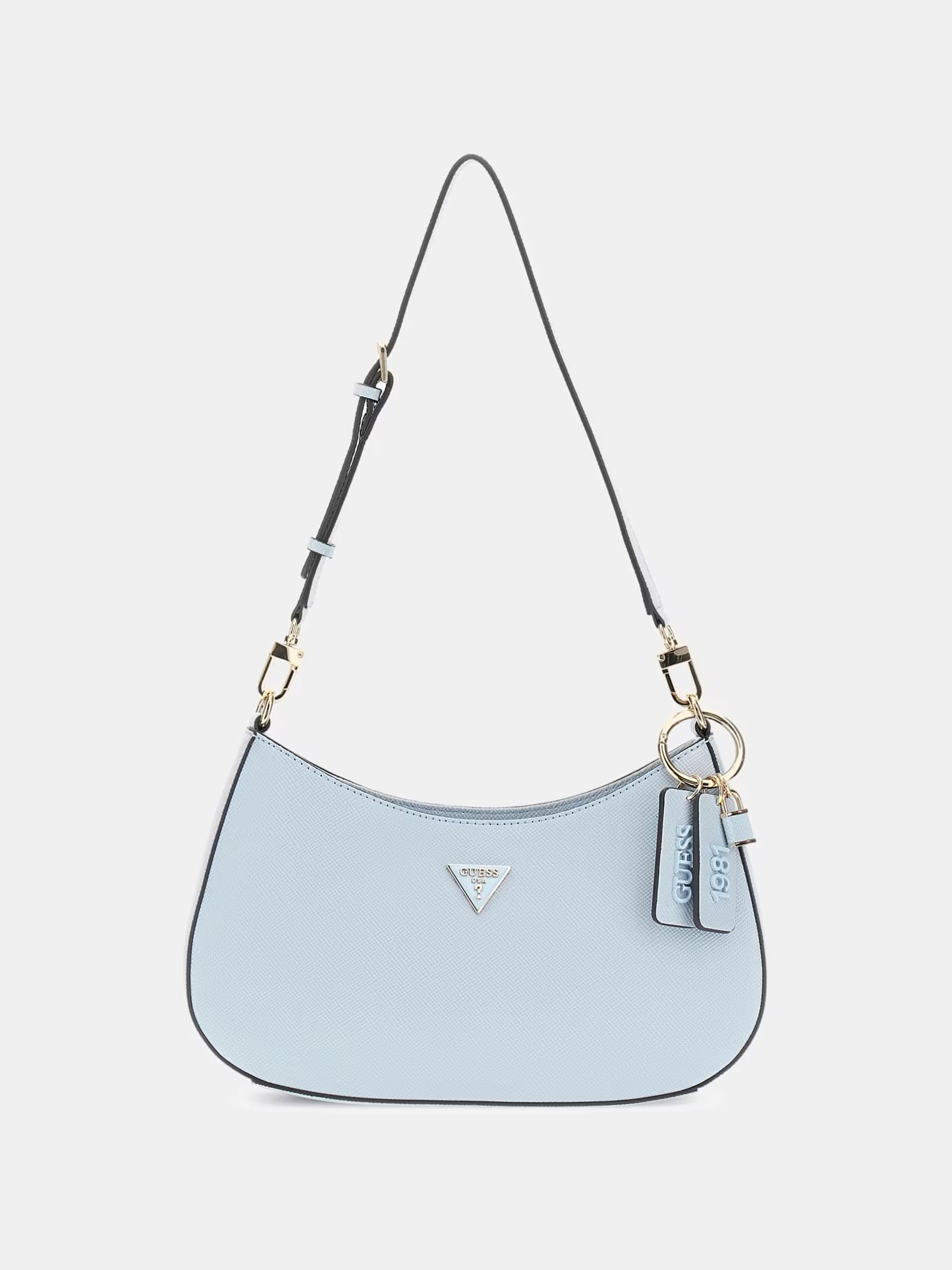 Guess Noelle II Saffiano Schultertasche Taubenblau