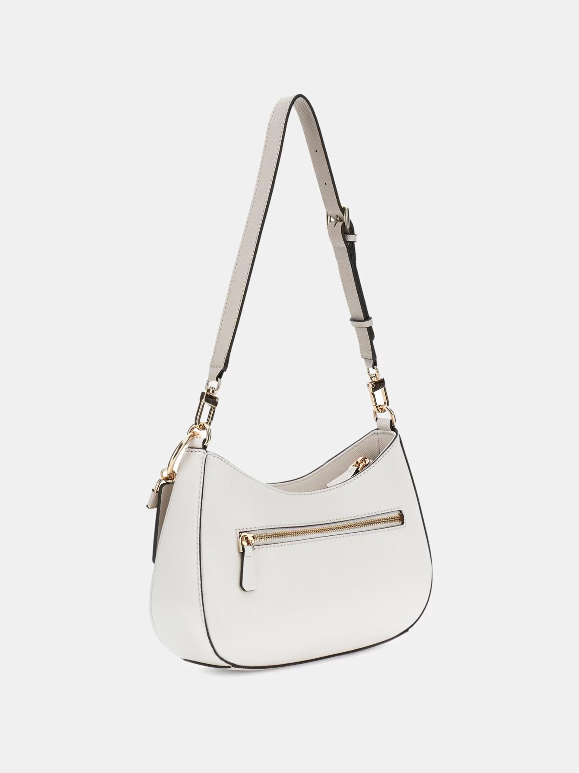 Guess Noelle II Saffiano Schultertasche Creme