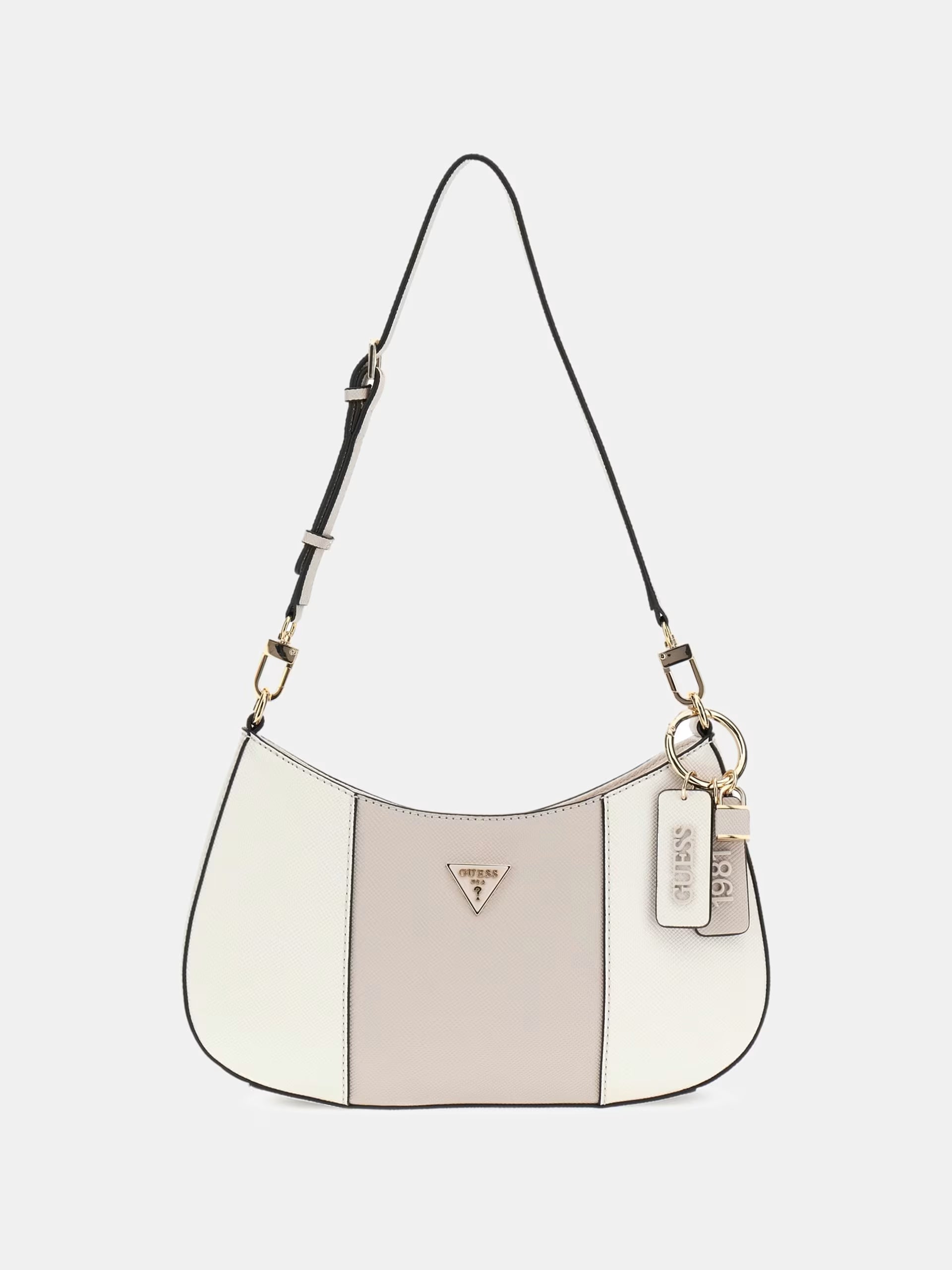 Guess Noelle II Saffiano Schultertasche Creme