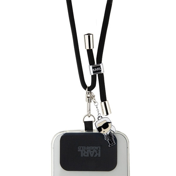 Karl Lagerfeld Handykette Abnehmbarer Crossbody-Gurt Schwarz/Silber