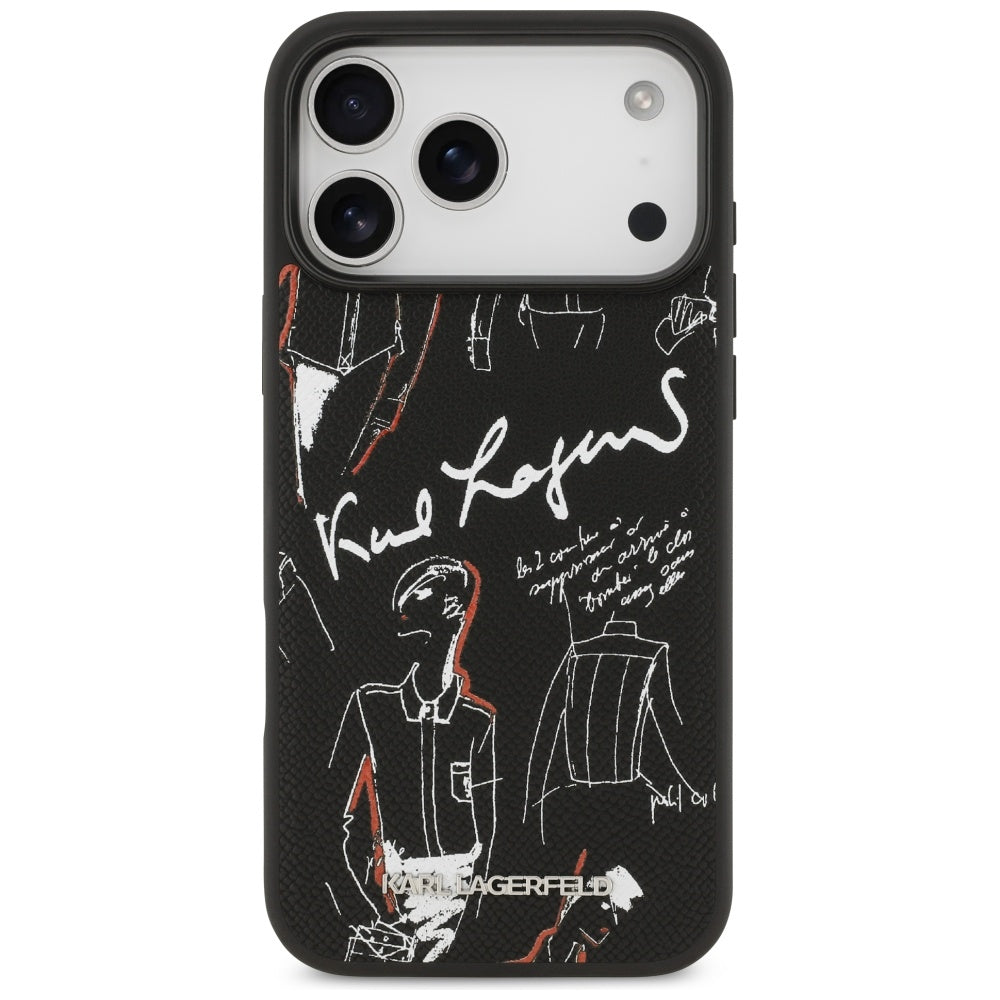 Karl Lagerfeld Grained Pattern & Logo MagSafe Case