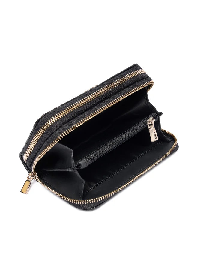 Guess Laurel II Medium Double Zip Geldbeutel Schwarz Logo