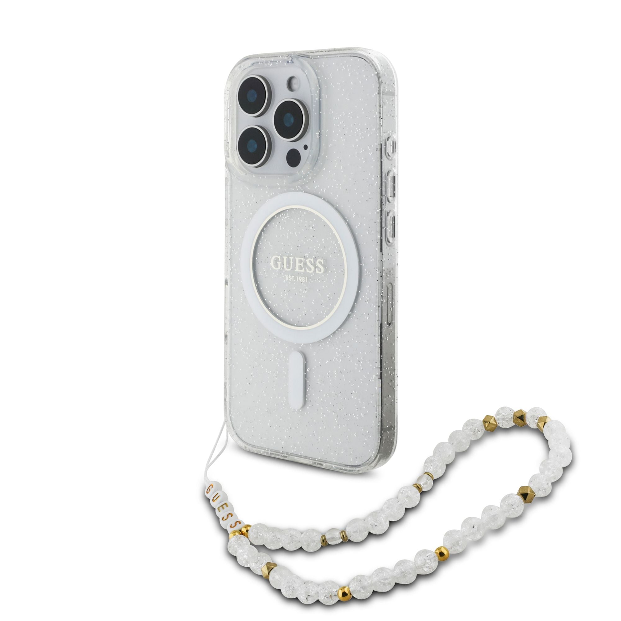 Guess Glitter Beads Strap MagSafe Case