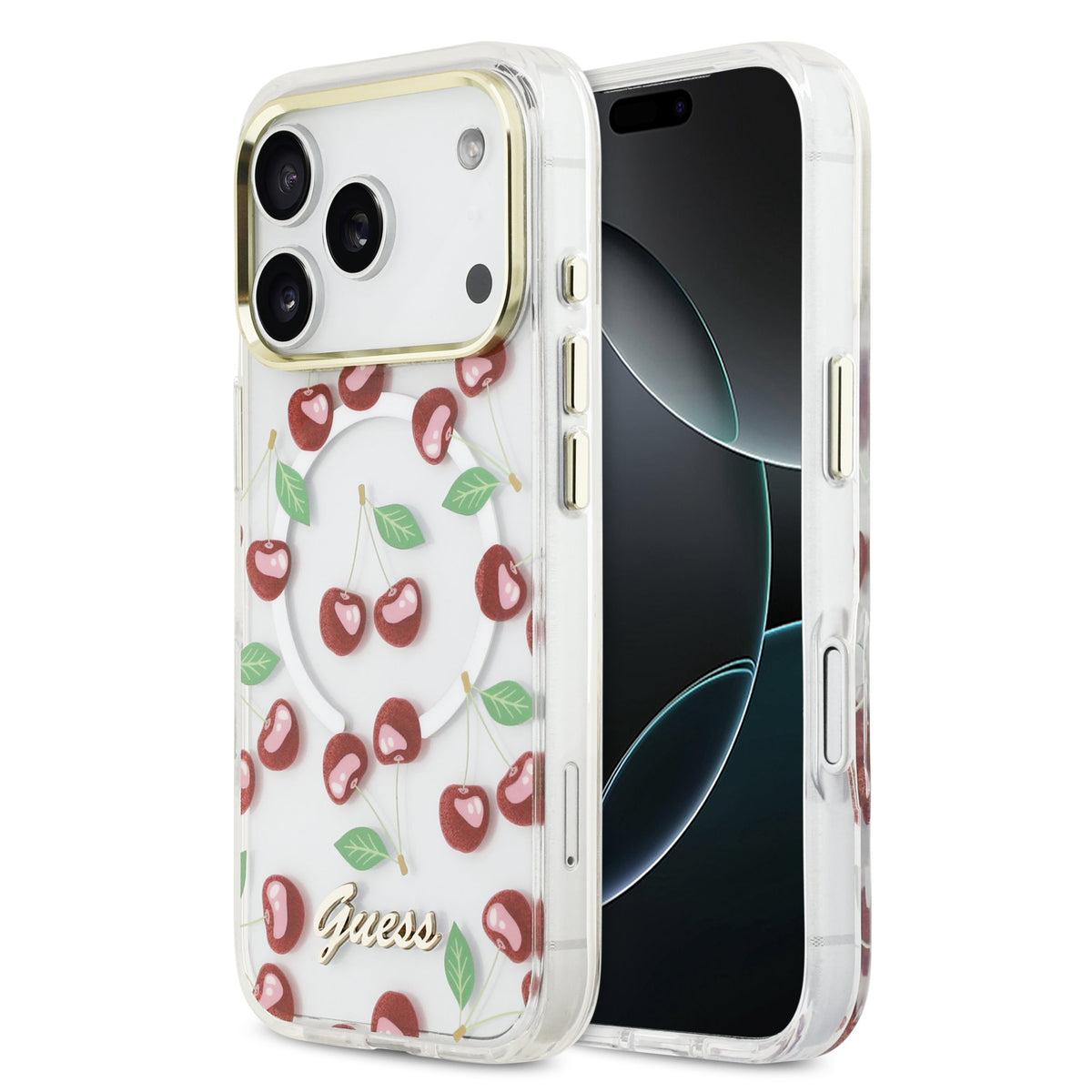 Guess Glitter Cherry MagSafe iPhone Hülle
