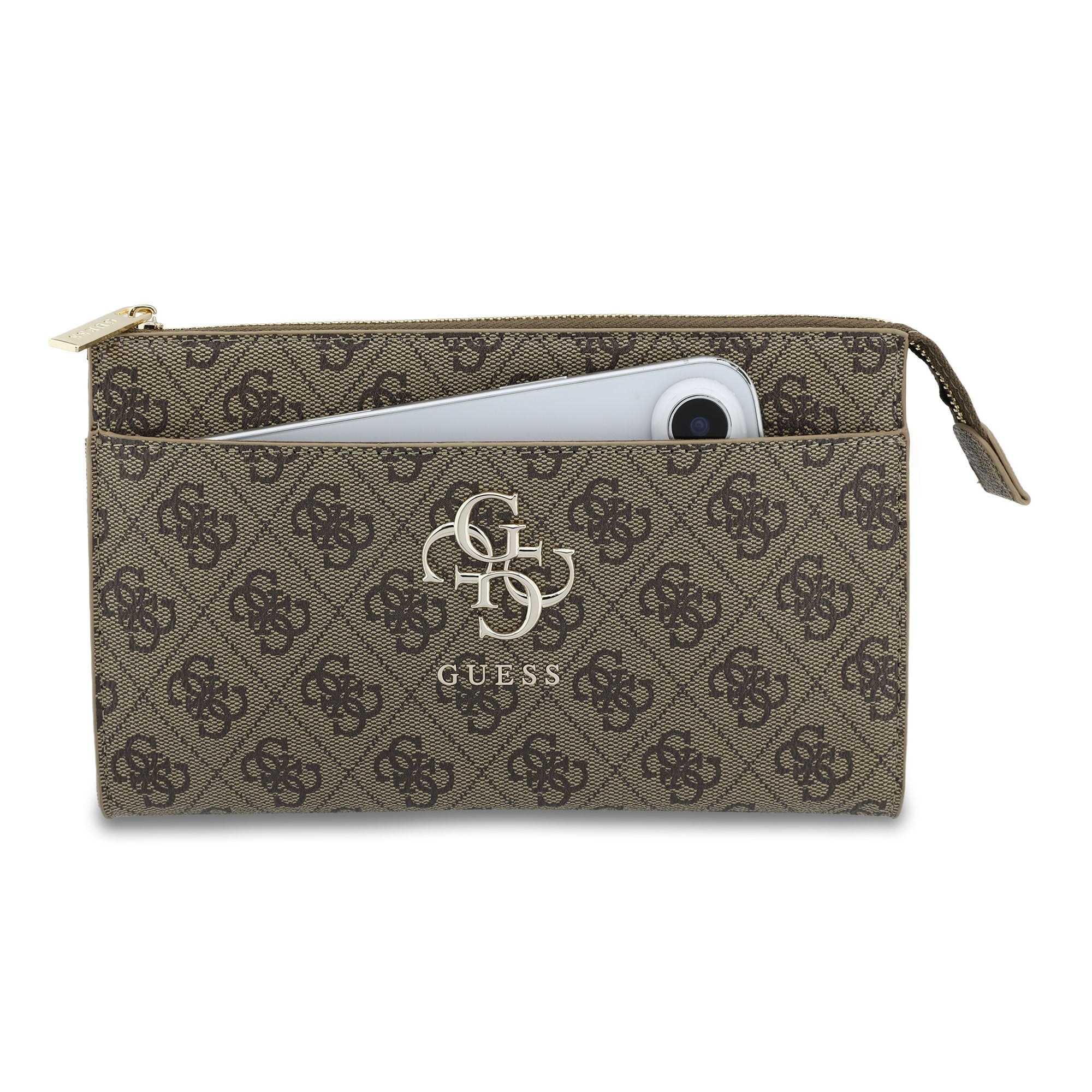 Guess Clutch 4G Big Metal Umhängetasche Braun