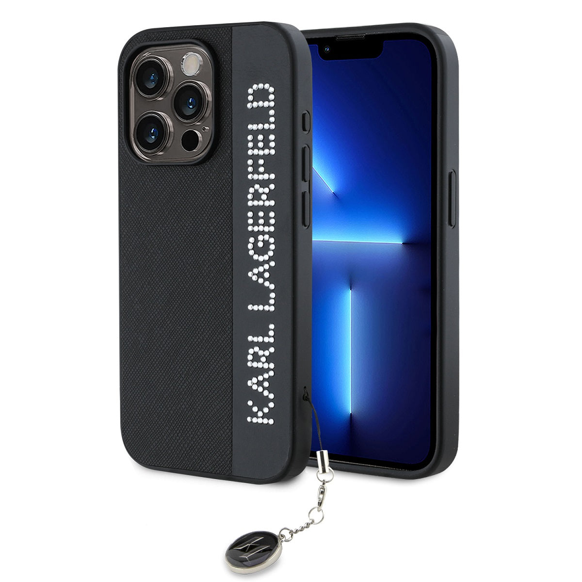 Karl Lagerfeld Saffiano Rhinestone Charm Case