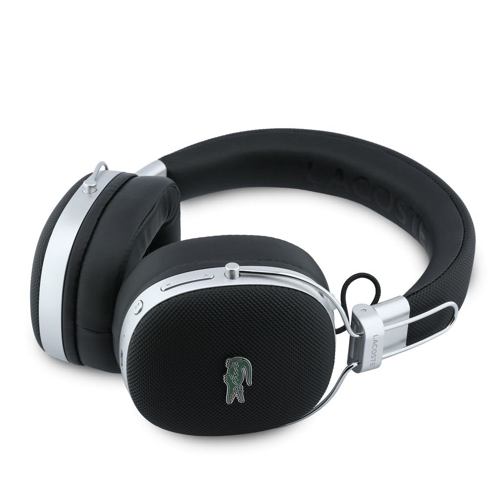 Lacoste Petit Pique Metal Logo Headphones - Over Ear Bluetooth Kopfhörer Silber Schwarz